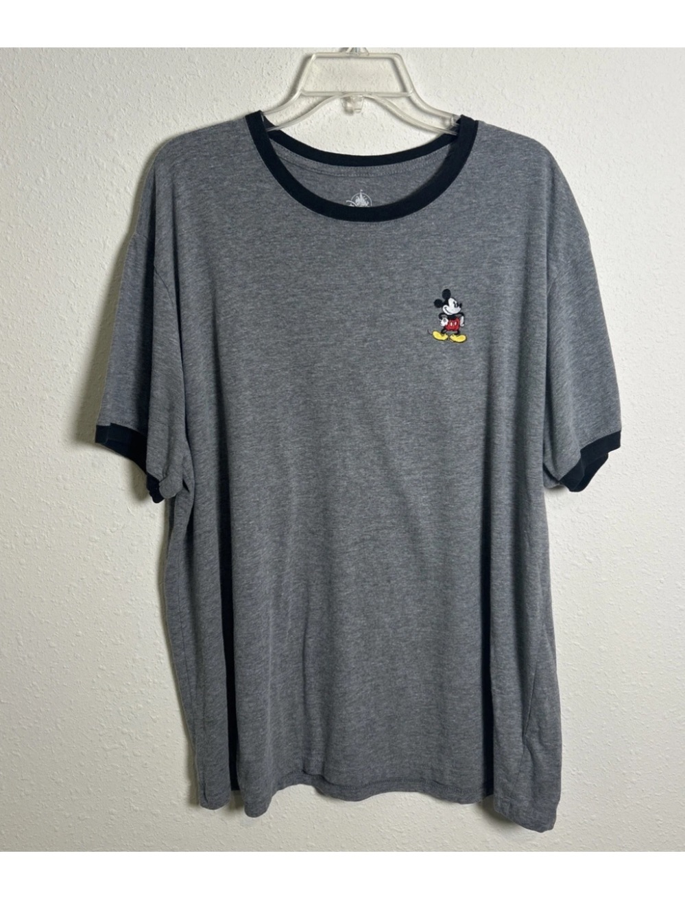 Mickey Mouse Ringer T-Shirt Gray Embroidered Disney Store Men’s Size XL